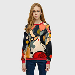 Свитшот женский Абстракция с кругами и краской, цвет: 3D-красный — фото 2