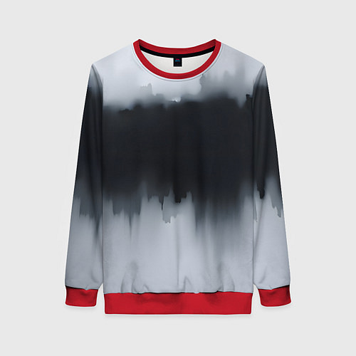 Женский свитшот Разводы черной краски / 3D-Красный – фото 1