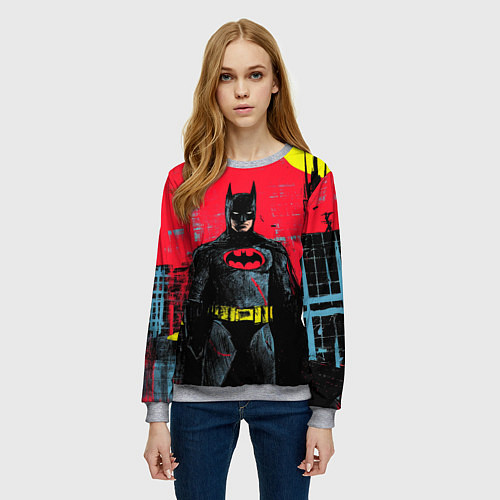 Женский свитшот Бэтмен красками / 3D-Меланж – фото 3