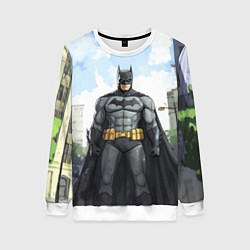 Свитшот женский Бэтмен стоит на улице, цвет: 3D-белый