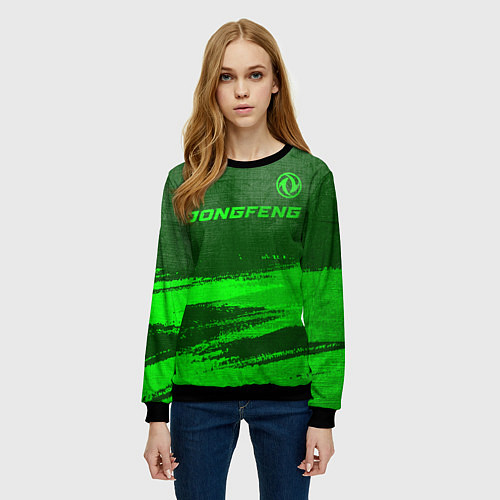 Женский свитшот Dongfeng - green gradient посередине / 3D-Черный – фото 3
