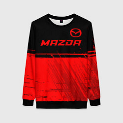 Свитшот женский Mazda - red gradient посередине, цвет: 3D-черный