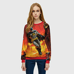 Свитшот женский Бэтмен застыл в воздухе, цвет: 3D-красный — фото 2