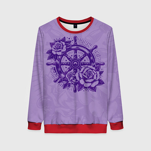 Женский свитшот Штурвал в розах / 3D-Красный – фото 1