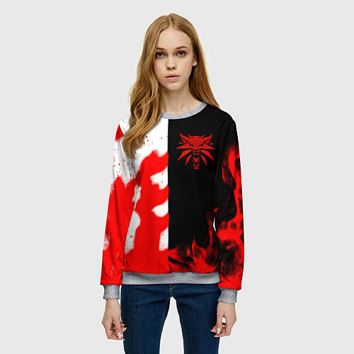 Женский свитшот Ведьмак огненный / 3D-Меланж – фото 3