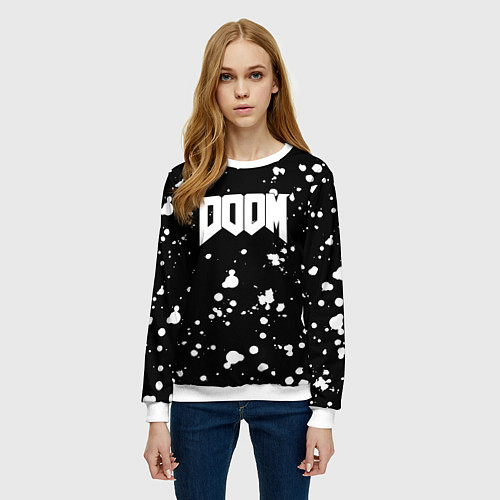 Женский свитшот Doom белые краски всплеск / 3D-Белый – фото 3