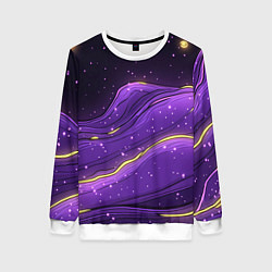 Женский свитшот Фиолетовая текстура с золотыми звездочками