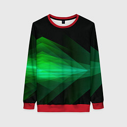 Женский свитшот Неоновая зеленая абстракция на черном фоне