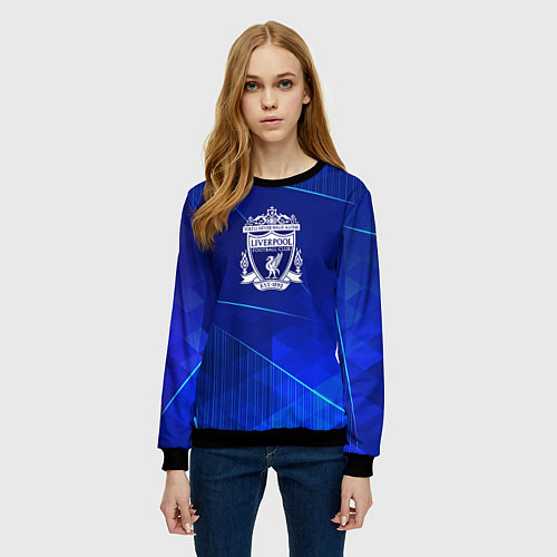 Женский свитшот Liverpool blue poly / 3D-Черный – фото 3