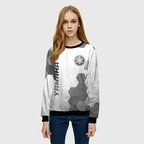 Женский свитшот Yamaha - white gradient вертикально / 3D-Черный – фото 3