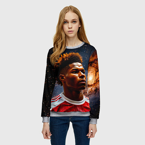 Женский свитшот Маркус Рашфорд и космос / 3D-Меланж – фото 3