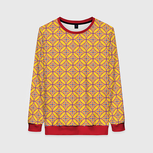 Женский свитшот Красочный орнамент в восточном стиле / 3D-Красный – фото 1
