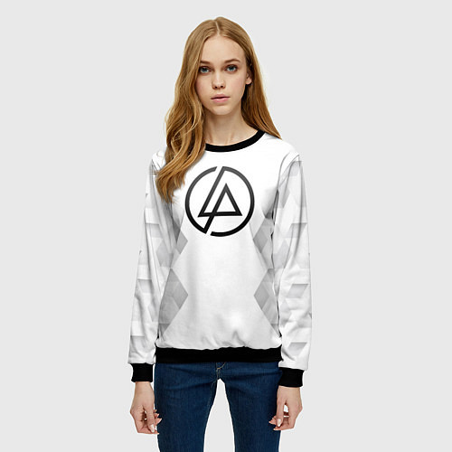 Женский свитшот Linkin Park white poly / 3D-Черный – фото 3