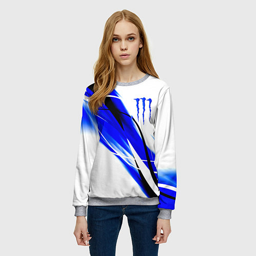 Женский свитшот Monster energy линии абстракции / 3D-Меланж – фото 3