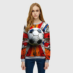 Свитшот женский Футбольный мяч в ярких линиях, цвет: 3D-меланж — фото 2