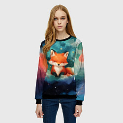 Свитшот женский Лисенок на облаках, цвет: 3D-черный — фото 2