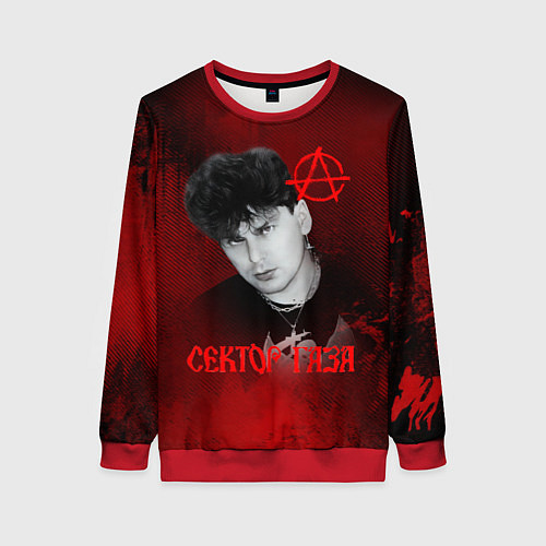 Женский свитшот Сектор газа красный фон / 3D-Красный – фото 1