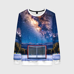 Свитшот женский Хоккейные ворота в ночи, цвет: 3D-белый