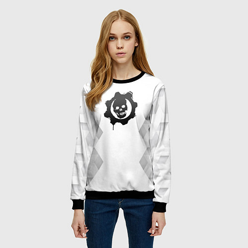 Женский свитшот Gears of War white poly / 3D-Черный – фото 3