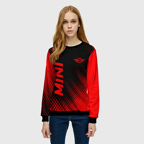 Женский свитшот Mini - red gradient вертикально / 3D-Черный – фото 3