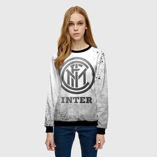 Женский свитшот Inter - white gradient / 3D-Черный – фото 3