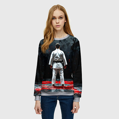 Женский свитшот Айкидоист на черном / 3D-Меланж – фото 3