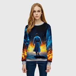 Свитшот женский Айкидоист в огне и синий дым, цвет: 3D-меланж — фото 2