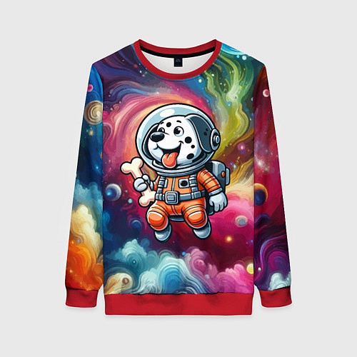 Женский свитшот Funny dalmatian puppy - ai art / 3D-Красный – фото 1