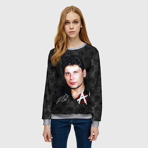 Женский свитшот Юрий Хой из Сектор газа / 3D-Меланж – фото 3