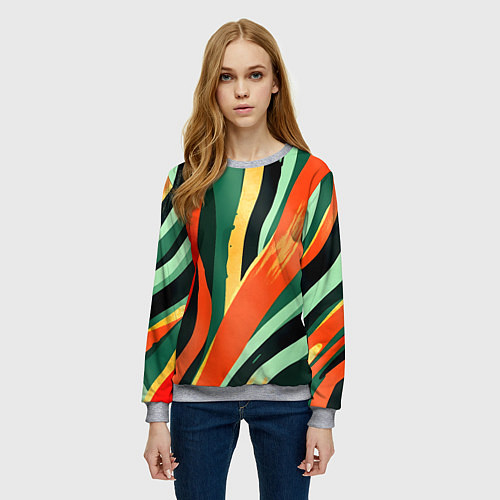 Женский свитшот Тропическая жаркая абстракция / 3D-Меланж – фото 3