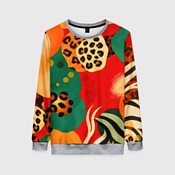 Свитшот женский Анималистичный африканский паттерн, цвет: 3D-меланж
