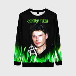 Свитшот женский Сектор газа зеленый огонь, цвет: 3D-черный