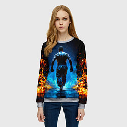 Свитшот женский Боец крав-мага в синем пламени, цвет: 3D-меланж — фото 2