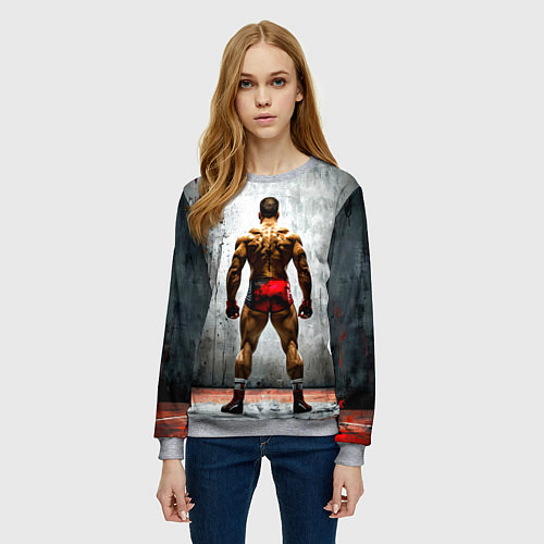 Женский свитшот Рестлер на синем / 3D-Меланж – фото 3