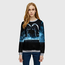 Свитшот женский Черные бойцовские перчатки в дыму, цвет: 3D-меланж — фото 2