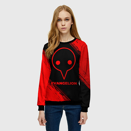 Женский свитшот Evangelion - red gradient / 3D-Черный – фото 3