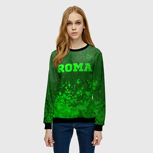 Женский свитшот Roma - green gradient посередине / 3D-Черный – фото 3
