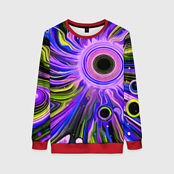 Свитшот женский Абстрактный неоновый космос - чёрная дыра, цвет: 3D-красный