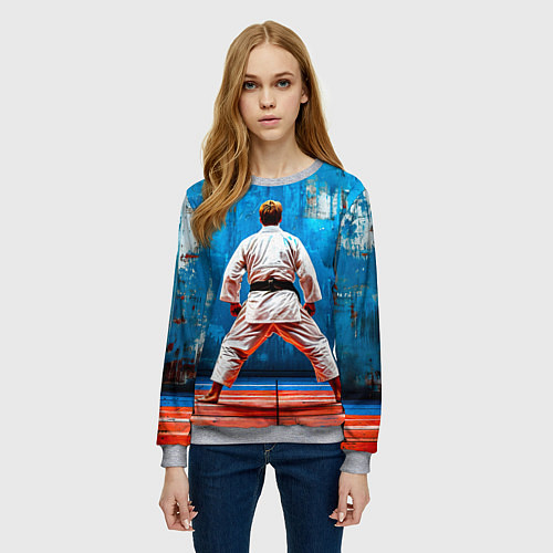 Женский свитшот Дзюдоист на синем / 3D-Меланж – фото 3