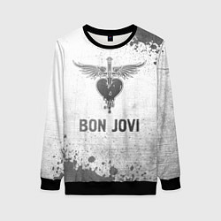 Свитшот женский Bon Jovi - white gradient, цвет: 3D-черный