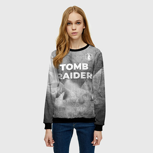 Женский свитшот Tomb Raider - grey gradient посередине / 3D-Черный – фото 3