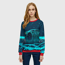 Свитшот женский BMW неоновый фон, цвет: 3D-красный — фото 2