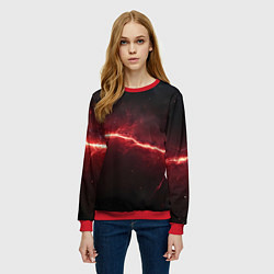 Свитшот женский Красная линия - молния, цвет: 3D-красный — фото 2