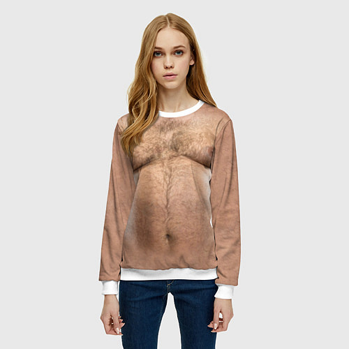 Женский свитшот Волосатое тело толстяка / 3D-Белый – фото 3