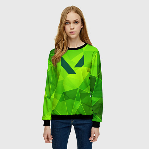 Женский свитшот Valorant green poly / 3D-Черный – фото 3