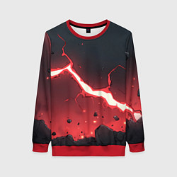 Женский свитшот Красная молния на черной текстуре