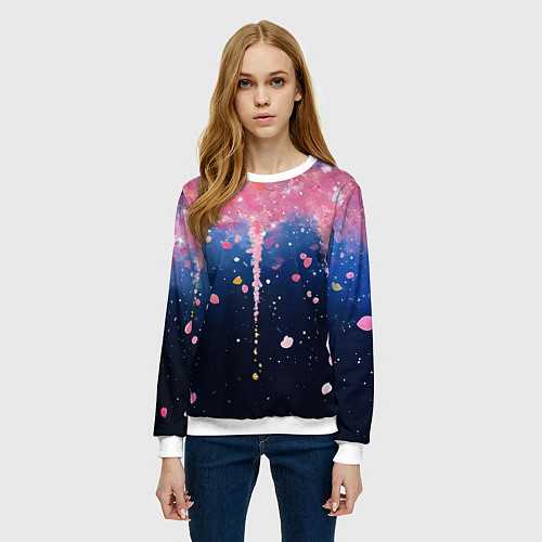 Женский свитшот Розово-синяя текстура / 3D-Белый – фото 3