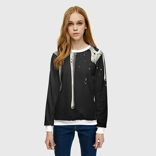 Женский свитшот Белая слизь текстура / 3D-Белый – фото 3