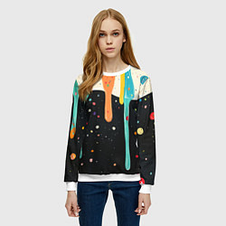 Свитшот женский Разноцветные капли текстура, цвет: 3D-белый — фото 2