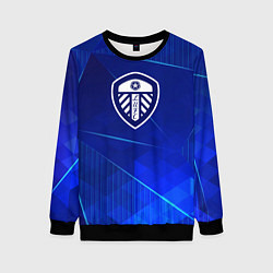 Свитшот женский Leeds United blue poly, цвет: 3D-черный